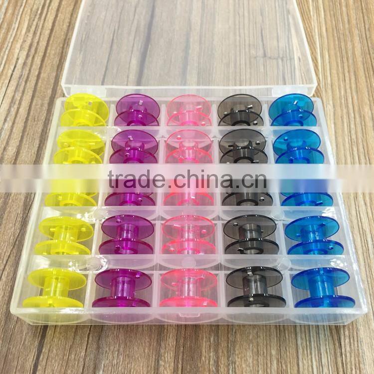 Clear Plastic 25pcs Single Bobbin Sewing Machine Spools With Thread Storage Box For Home Sewing