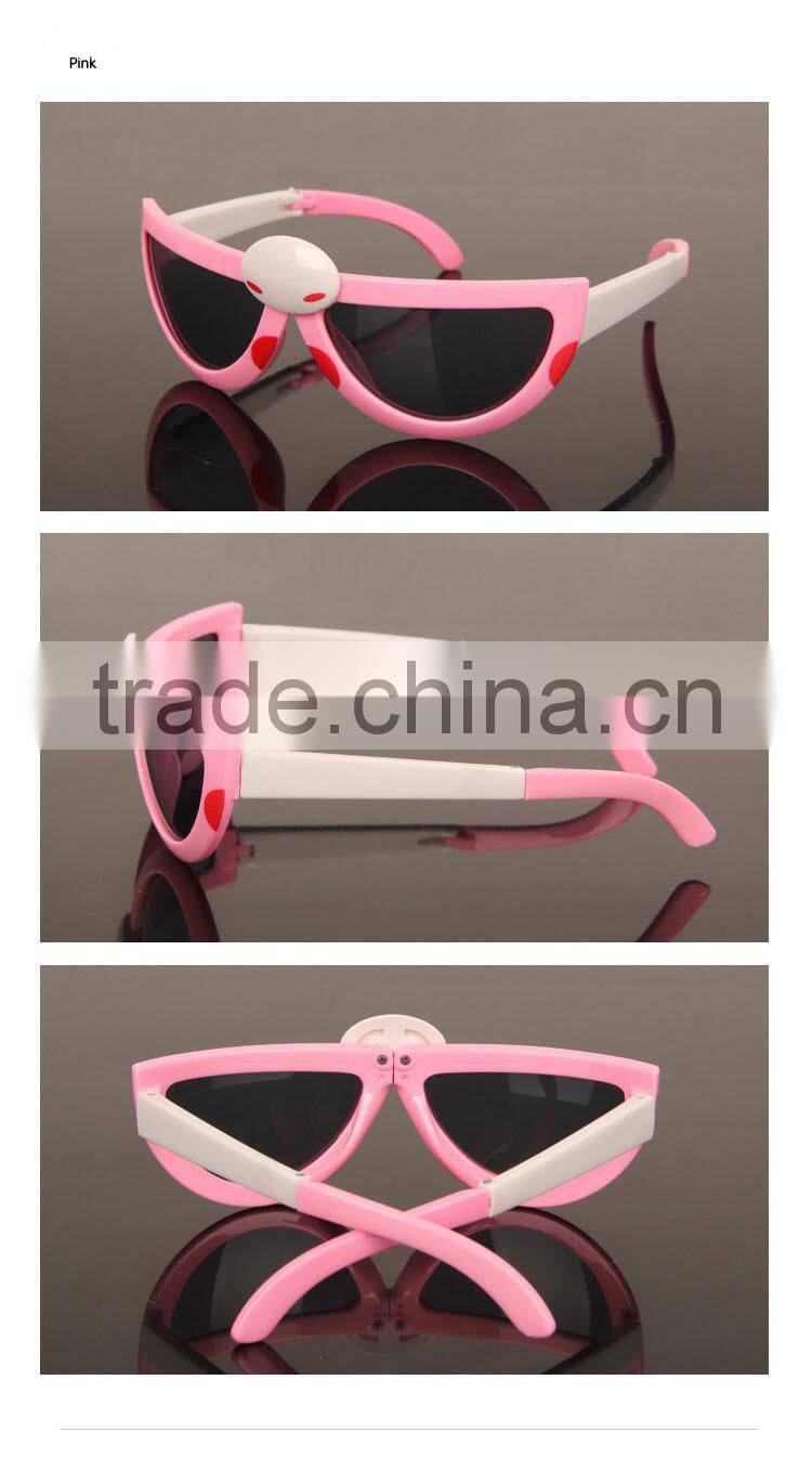 New Style Folding Sun Glasses Lovely Cartoon Plastic Sunglasses For Kids