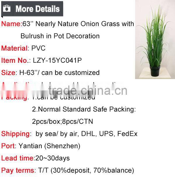 63 Inch Nature Look Artificial Grass Potted Onion Grass with Weed Fake Pots Plant