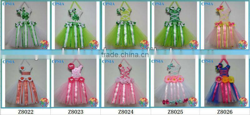 2013 Cute Flower Bow Holder For Girl Room Fashion Design Pink Cotton Tutu Bow Holder With Color Dots