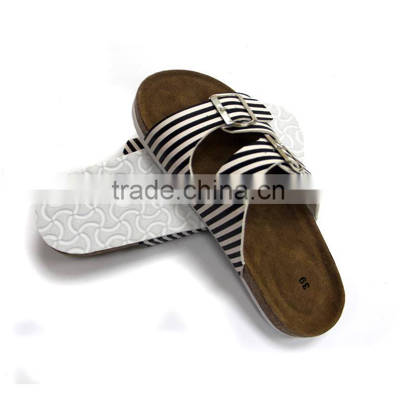 Newest 2015 Ladies Sandal Shoes with Double Strap Mule Striped