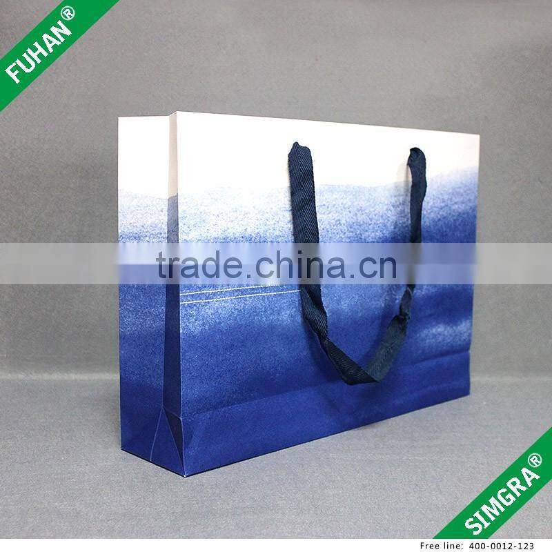 Custom Multicolor Paper Bag With Cotton Ribbon Handle for Clothing