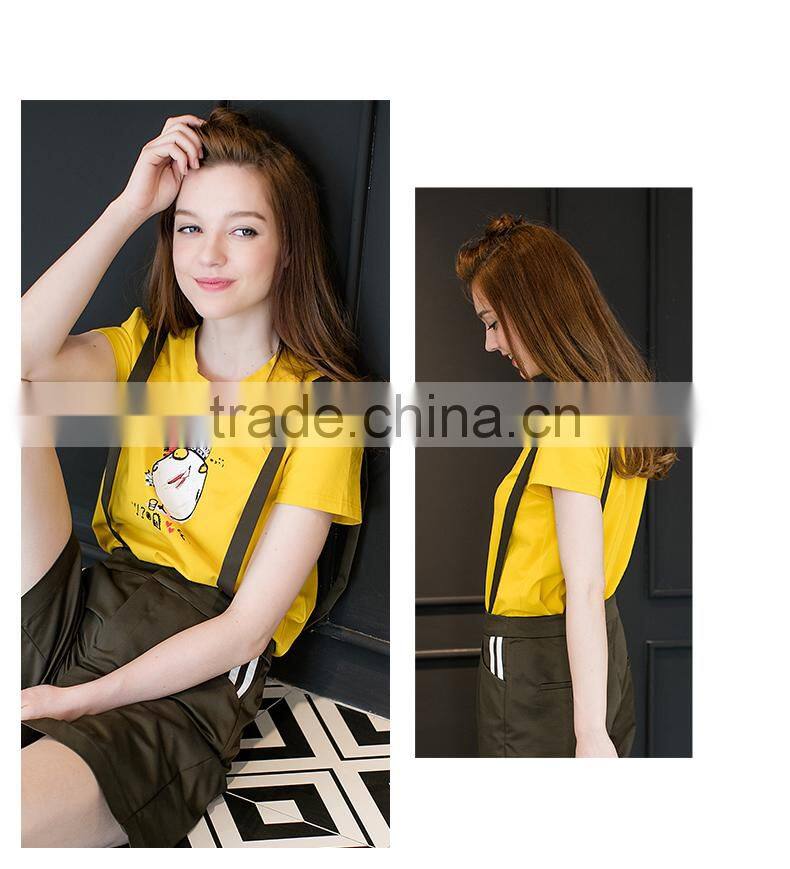 Custom Cotton Printing T shirts Cartoon White O-neck T shirt Women