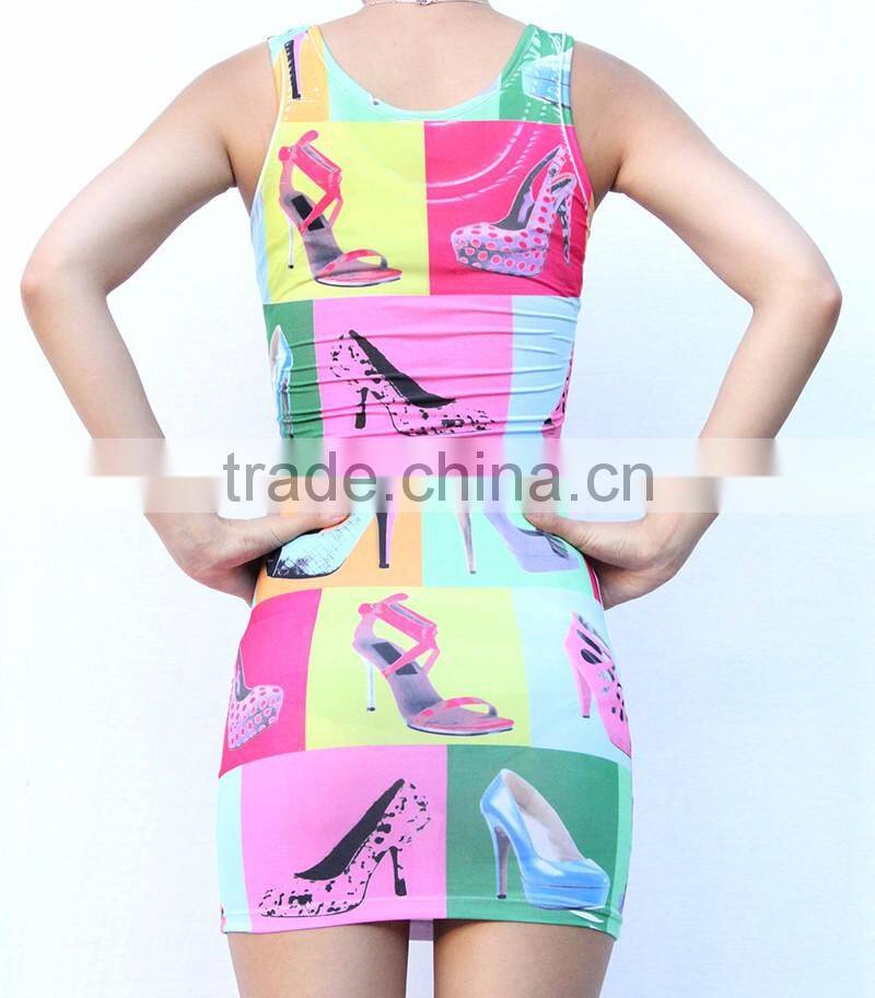 custom tank top dress sublimation bodycon dress womens full printing wholesale dresses