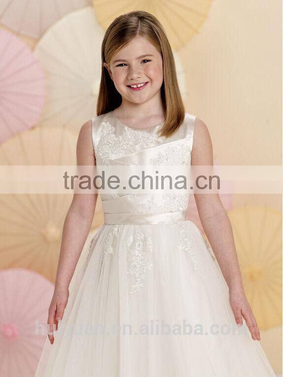 high quality baby gown off shoulder lace satin top flower girl tulle dress