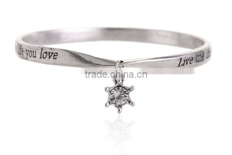 Diy small charm bangle custom name logo bangle women twist daily wear bangles