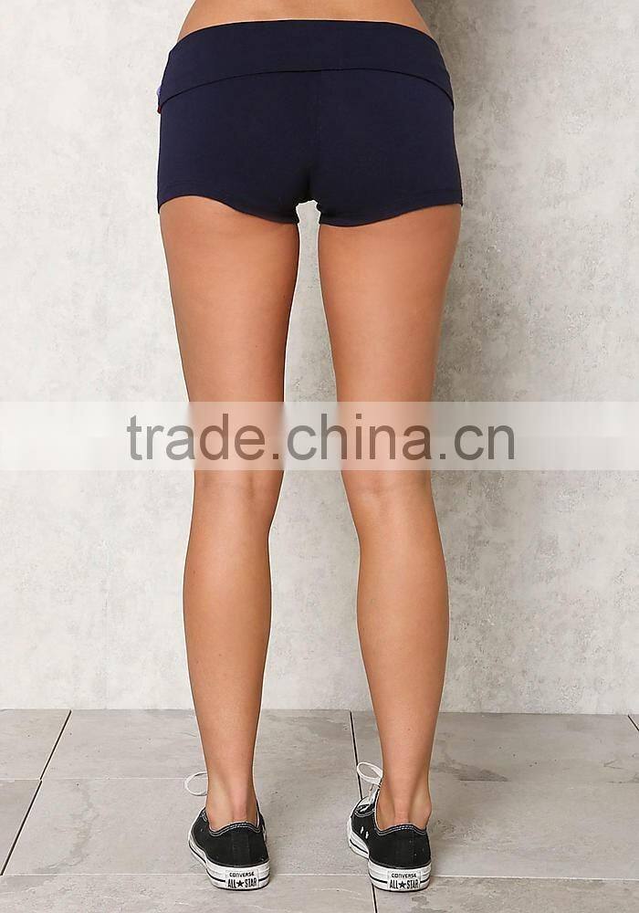 MGOO 2017 New Style Navy Yoga Stretch Shorts Sweat-Wicking Fabric 100% Cotton 250g Lined Inseam Crossfit Shorts