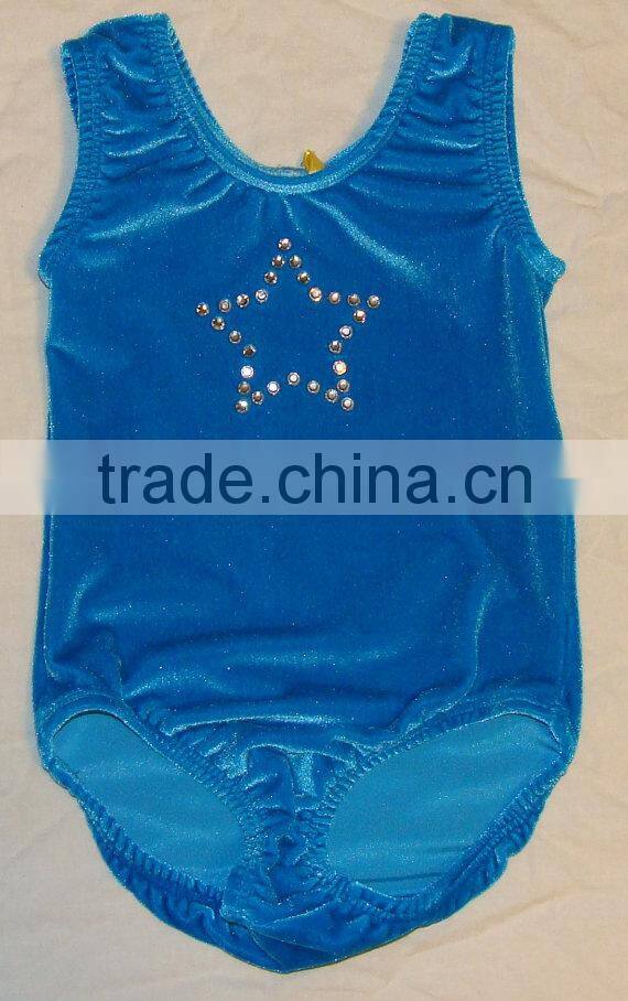 Gymnastics Leotard toddlers Turquoise velvet with rhinestone star