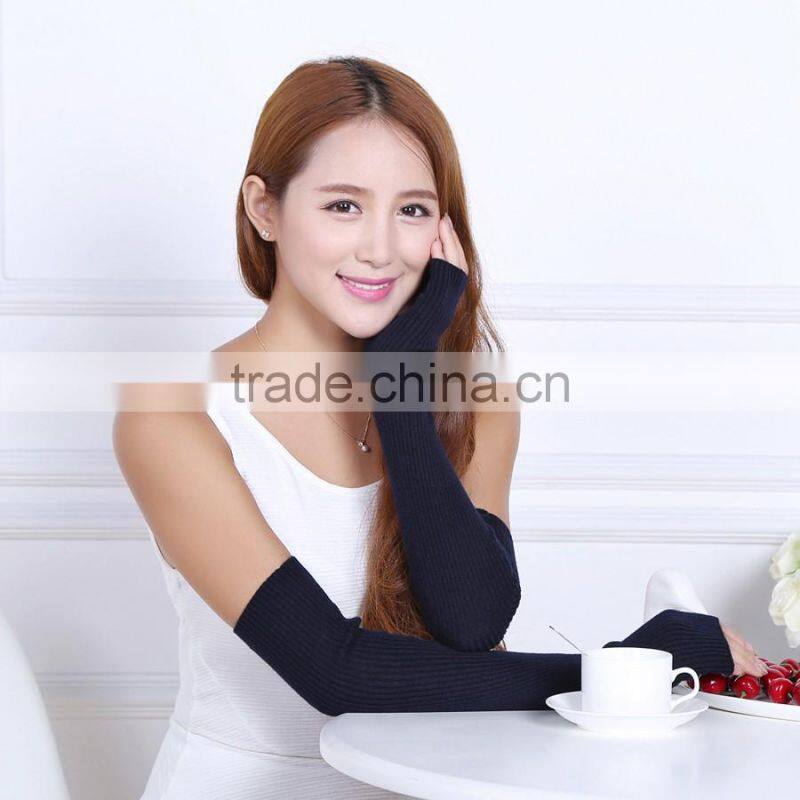 2016 new design elbow length winter fingerless 100% cashmere gloves wholesale knitting pattern