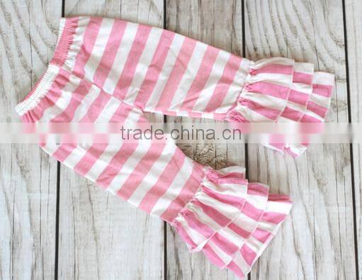 Hot sale strip cotton children's clothing pants wholesale girls triple ruffle short baby girl short hot pants