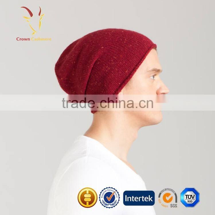 Red Fashion 100% Cashmere Beanie Hat for Men