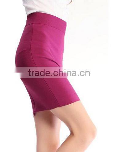 New Design Stretch Fabric Simple Cotton Mini Skirt Basic Plain Skirt