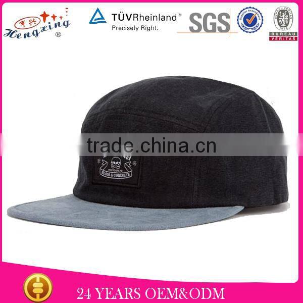 100%Cotton custom bill navy blue 5 panel plain cap