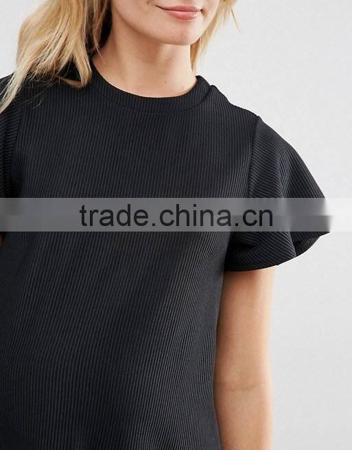 China wholesale ruffle sleelve jersey fabric shift dress for maternity