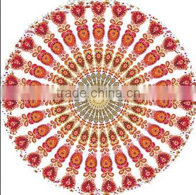Peacock Mandala Round Tapestry Throw Hippie Gypsy Beach Blanket Yoga Mat Boho