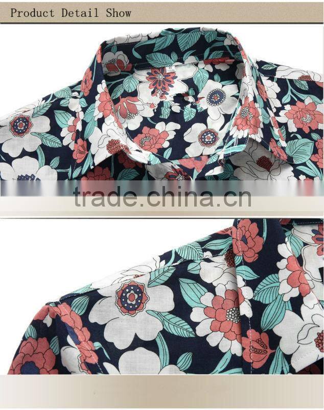 100%Cotton 2014 latest mens casual dress (Floral Fabric)