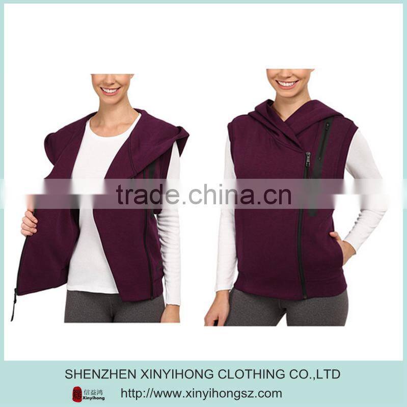 cotton with polyester Oversized hood asymmetrical cut Fleece Vest