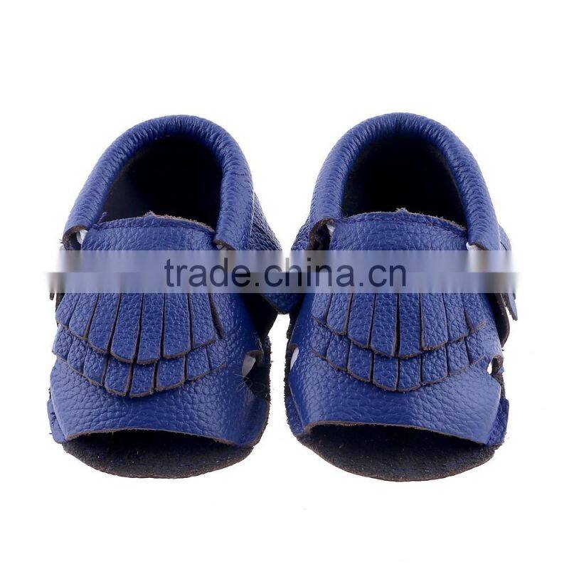 100% cow leather baby summer fringed moccs