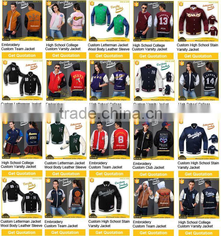 Customize Custom Made Youth Size Cheap American College Letterman Varsity Baseball High School Uniforms Men Winter Bomber Jacket