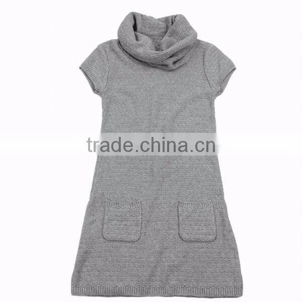 2015 Latest Fashion Short Sleeve Girl Sweater Dress Design