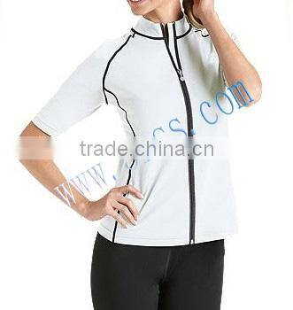 ladies white short sleeve rash jacket