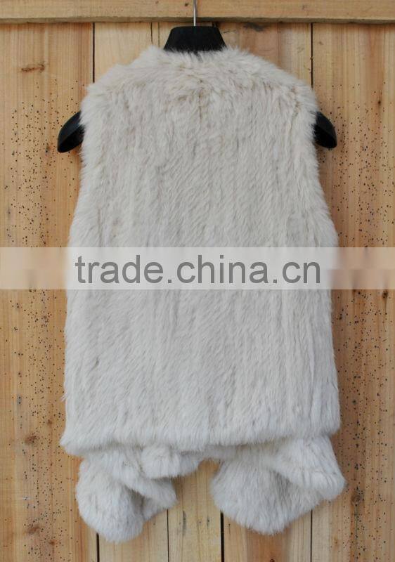 YR505 Wholesale Factory Genuine Rabbit Fur Material Top Quality Fur Vest