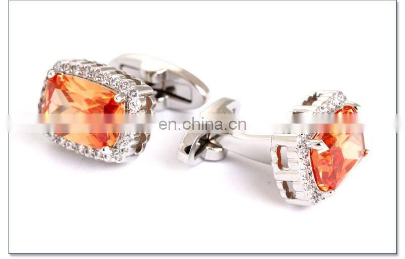 fashion elegant gold plating enamel blue diamond round cufflinks