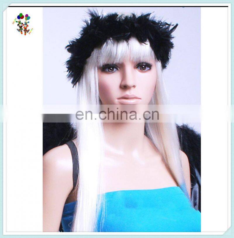 Gothic Fairy Dress Up Party Prop Black Feather Angel Wings with Halo HPC-0811