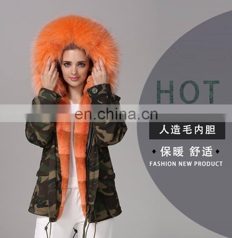 top grade latest fashion faux fur women jackets with raccon fur collar