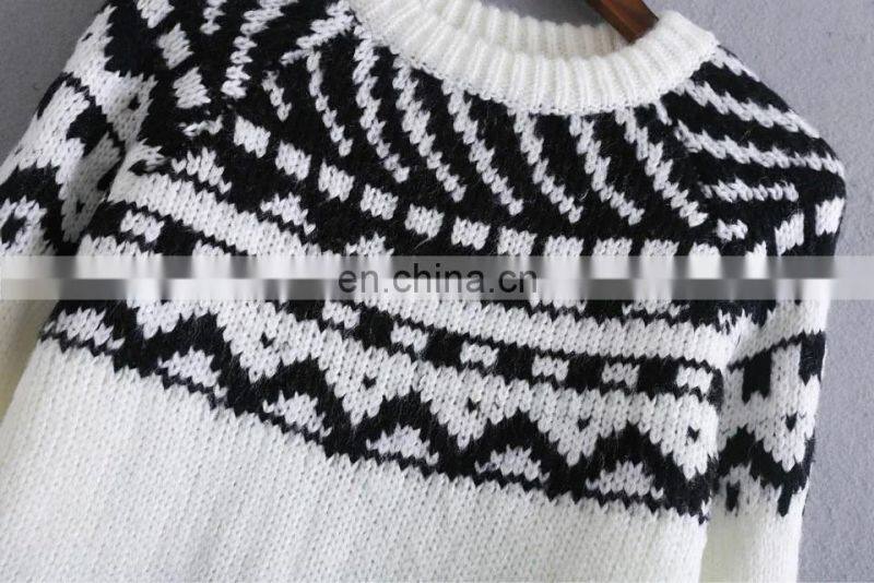 Custom Latest Fashion Design Sweaters Stock Computer Knitted Cashmere Women Loose Sweater