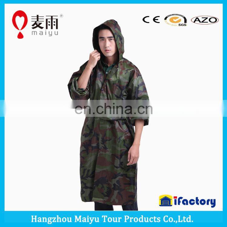 1pc waterproof camouflage rain suit long rain poncho