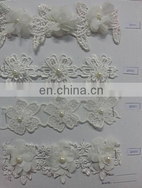 2017 fashion polyester yarn colorful lace trimming sewing ribbon flower trim