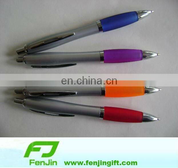 soft grip ball pen with metal clip