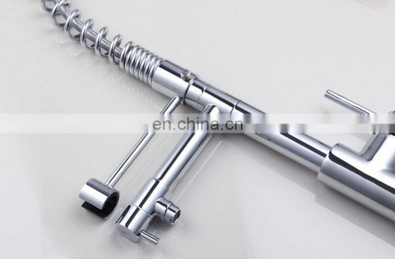 Mixed Brass LED Light Pulling Out Faucet Water Tap For Kitchen