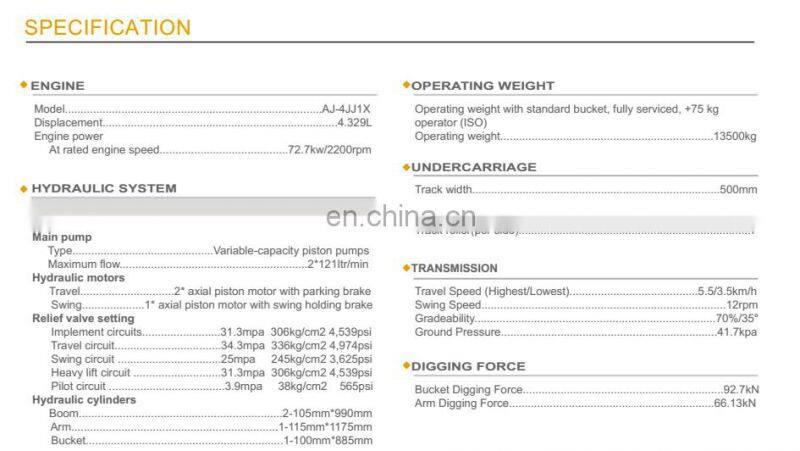 SANY SY135C 14ton Cheap Mini Excavator