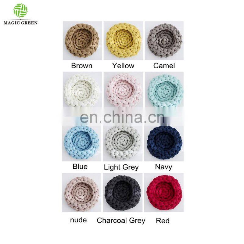 12 colors stock 100% COTTON SEAMLESS D2-3cm machine washable roving yarn filled tube braid hand knit pet plaid house bed