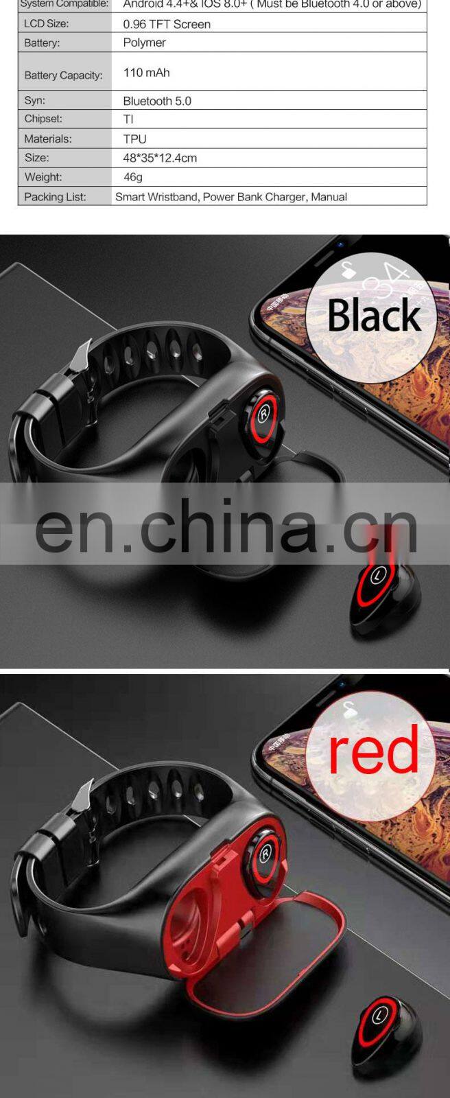 2 In 1 Smart Watch With Bluetooth Earphone Latest 2020 Shenzhen Waterproof Sport Bracelet Wholesale Smart Watch For Android