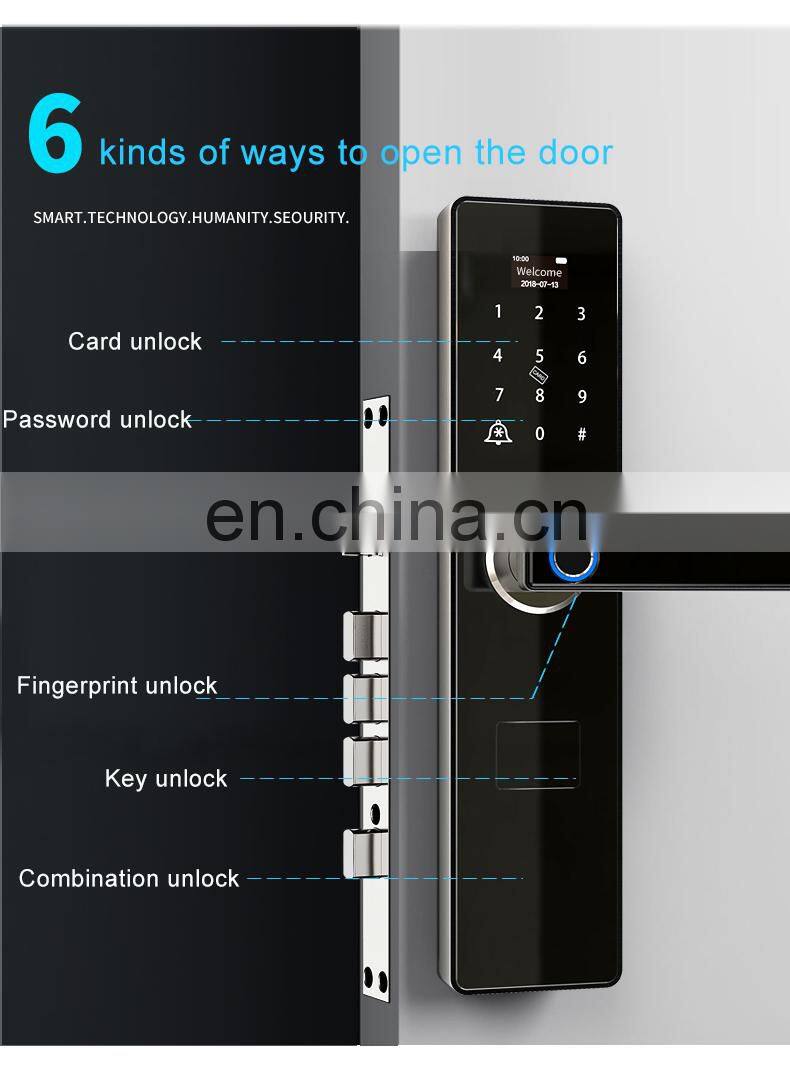 TUYA APP Smart Fingerprint Door Lock Electronic Biometric Password Hotels Smart Door Lock Manufacturer