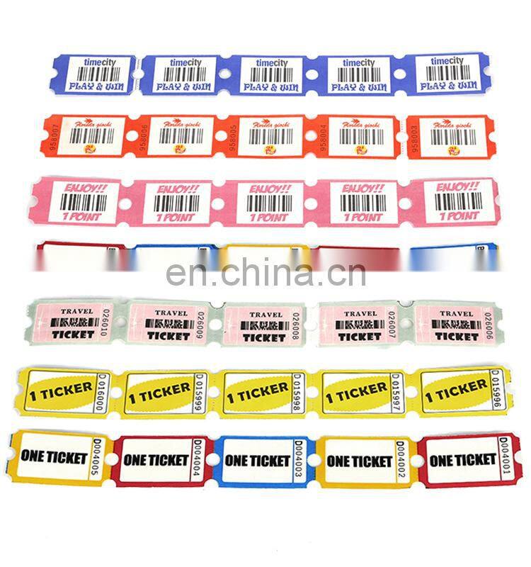 Good quality cheap price 180g custom printed redemption tickets arcade game machine