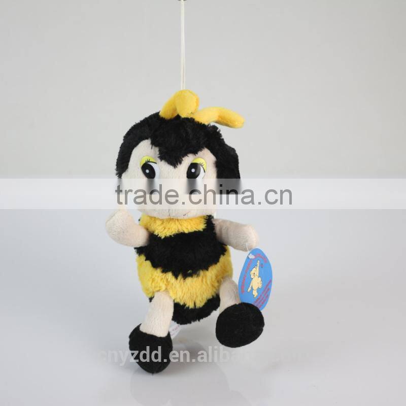 Plush 25cm high Bee Small Pendant/Soft Stuffed 25cm High Yellow Bee Pendant/Lovely Simling Bee Small Stuffed Pendant