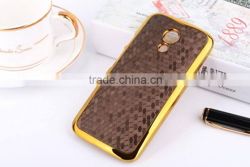 Mobile phone electroplating leather case for Motorola G2 2ND GEN hard back cover case