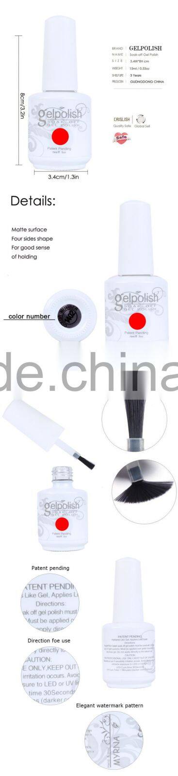 2015 EXW wholesale private label easy soak off color gel nail polish,177colors for nail art design