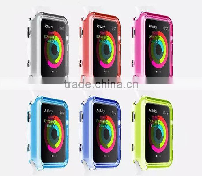 Latest desgin Soft semi-transparent TPU case for apple watch, Soild color silicone watch case
