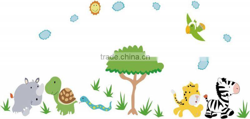 Happy Jungle animal Wall decal Removable stickers kids Baby nursery decor art