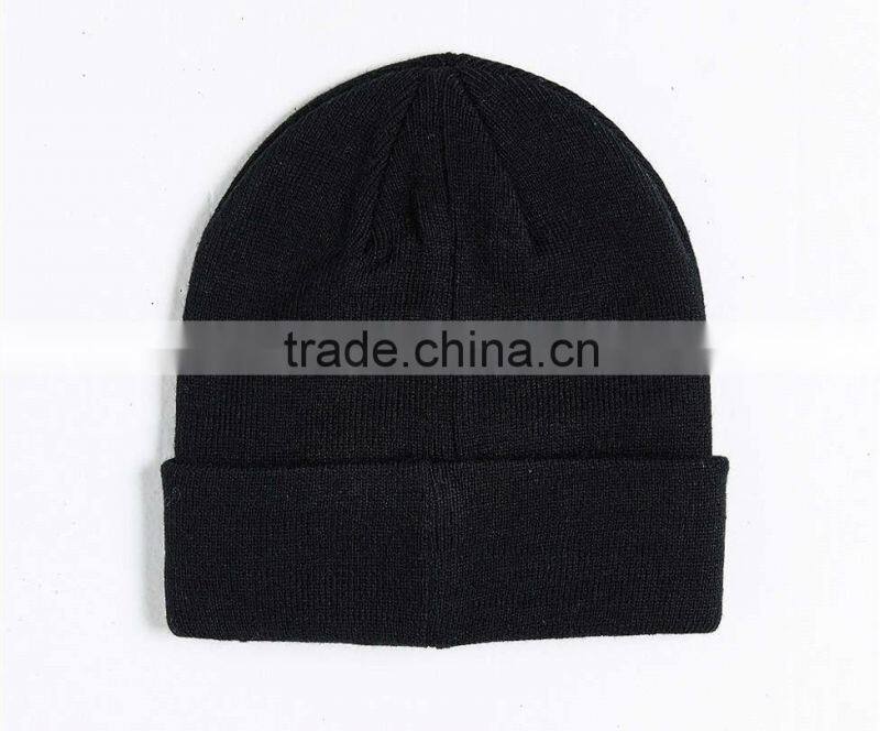 Promotional black warmth winter fun beanie knit hats for men
