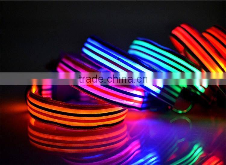 Sailor Nylon Stripe LED Luminous Pet Dog Collar 3 size for Large and Small Dogs Puppy LED Flashing Collar Safety Night