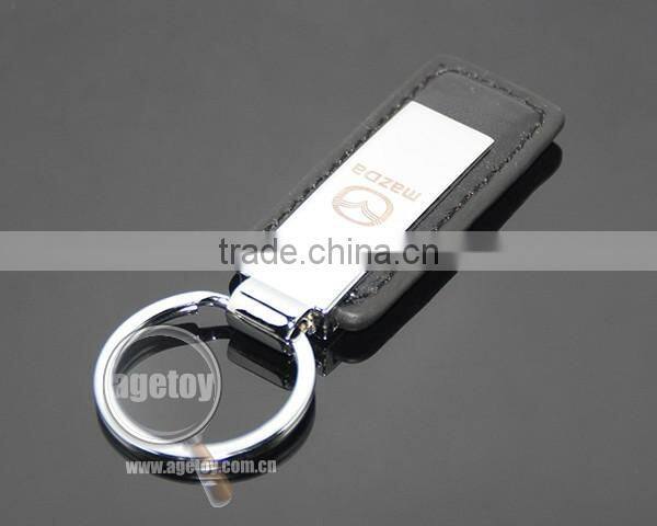 Japan Automobile Sales Servicshop 4S Custom Promotional Rectangle Black Leather And Metal Key Chain For Car