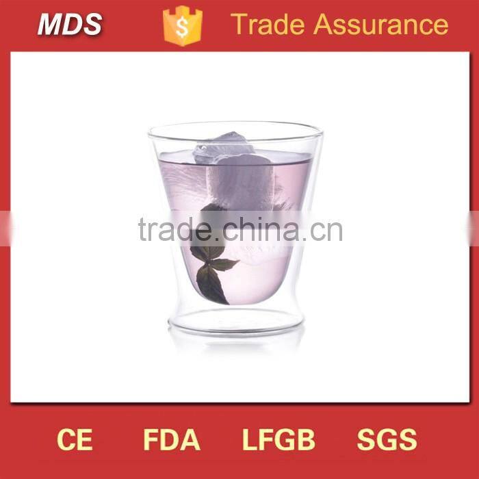 Sale double wall clear glass mug without handle