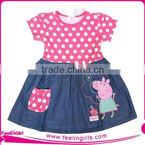 Cute Pig printing Dot Pink Top Movie Dress
