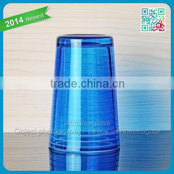 Colored crystal glassware beautiful drinking glass set pressed glass tumblers blue glass tumbler